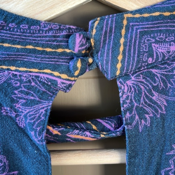 Free People Boho Indy Floral Cutout Choker Tunic Top sz S - Picture 9 of 11